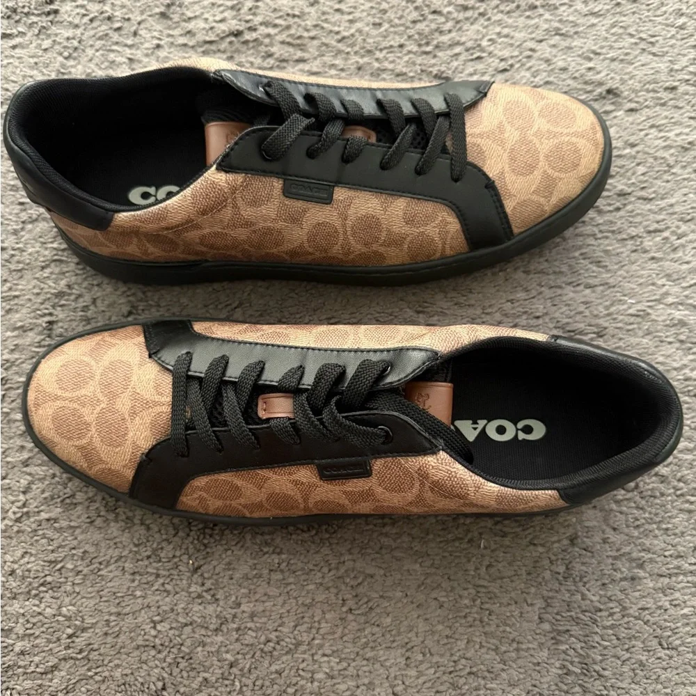 Coach Canvas Tan and Black Sneakers sneaker size 12 never worn. - Picture 5 of 5